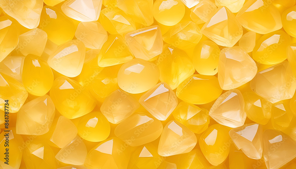 Close-Up of Yellow Citrine Gemstones Arranged in a Group