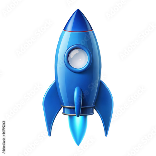 blue rocket on transparent background