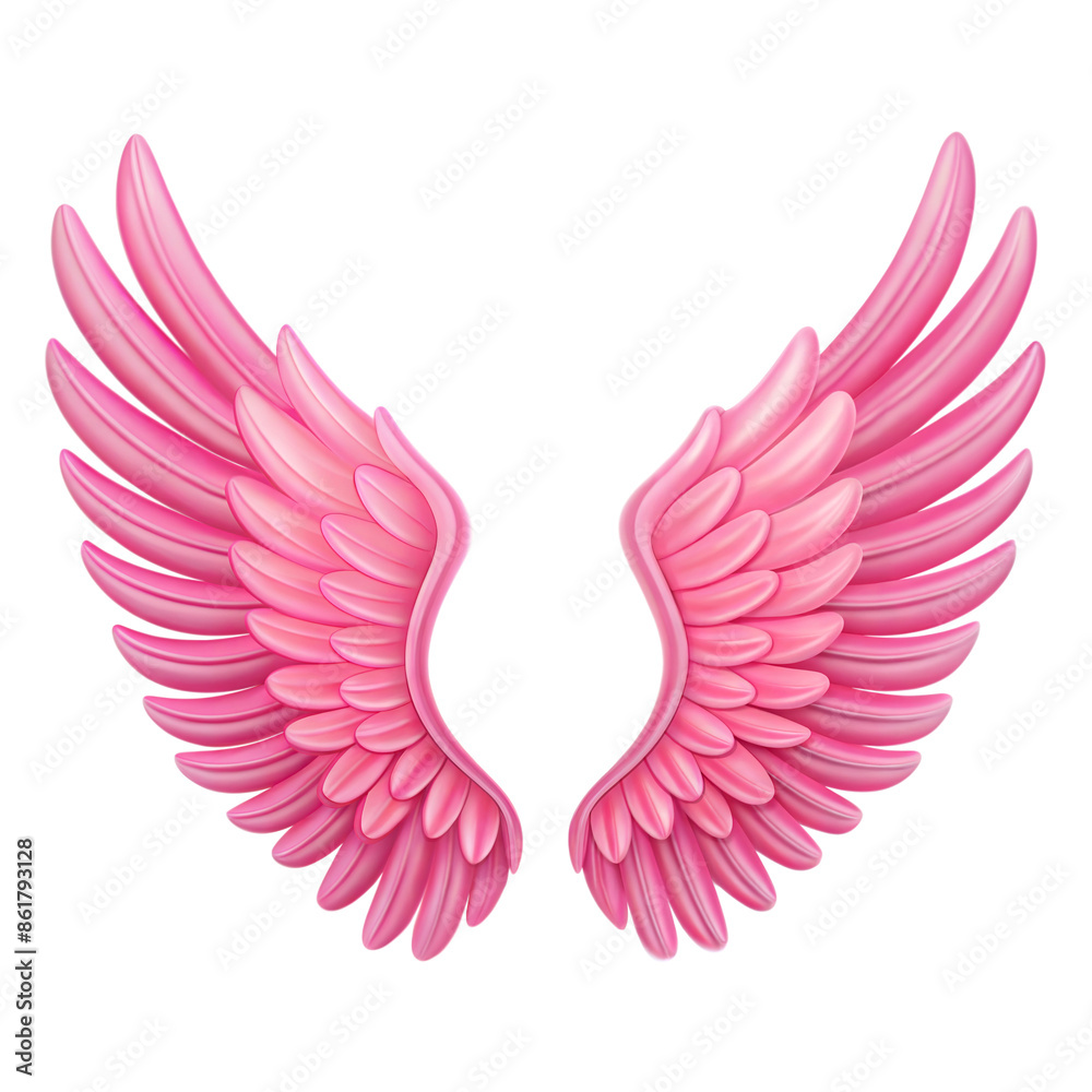 Fototapeta premium pink angel wing on transparent background