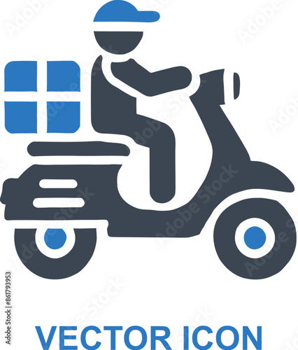 Delivery Man on Scooter Icon