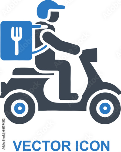 Delivery Man with Restaurant Logo Icon