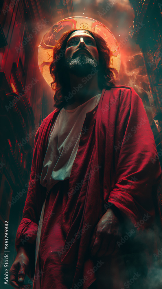 Jesus advertising vhs glitch. Generative AI Jesus advertising vhs glitch. Generative AI
