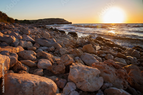 Landscape. The sky sunset or sunrise over sea. Beautiful seascape scenery Amazing light of nature sunset