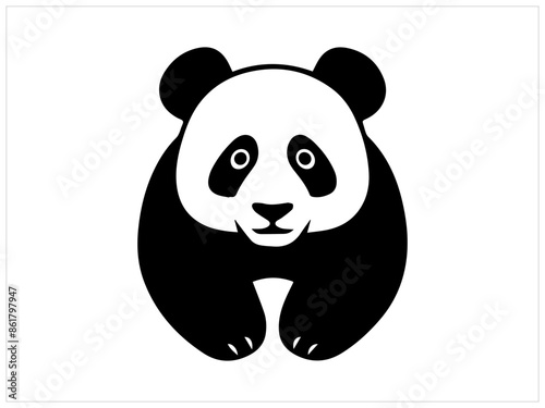 panda bear illustration, Panda Logo Vector Icon - Majestic Monochrome Silhouette