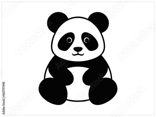 panda bear illustration, Panda Logo Vector Icon - Majestic Monochrome Silhouette