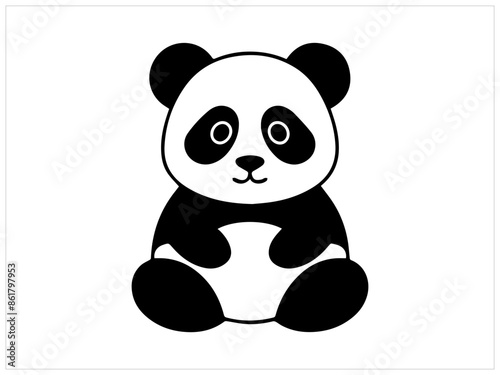 panda bear illustration, Panda Logo Vector Icon - Majestic Monochrome Silhouette