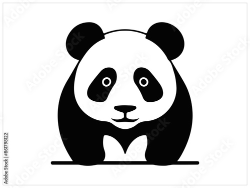 panda bear illustration, Panda Logo Vector Icon - Majestic Monochrome Silhouette