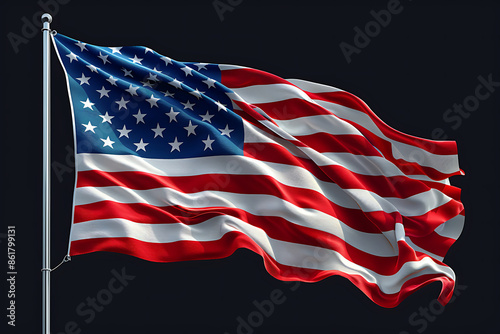 USA 3d flag floating in the wind. 3d illustration.