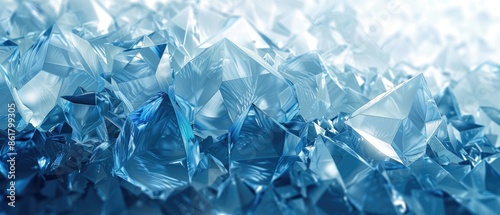 Close-up of beautiful blue crystal formations with sharp edges and reflective surfaces, capturing the intricate details of uncut gemstones. © Nic