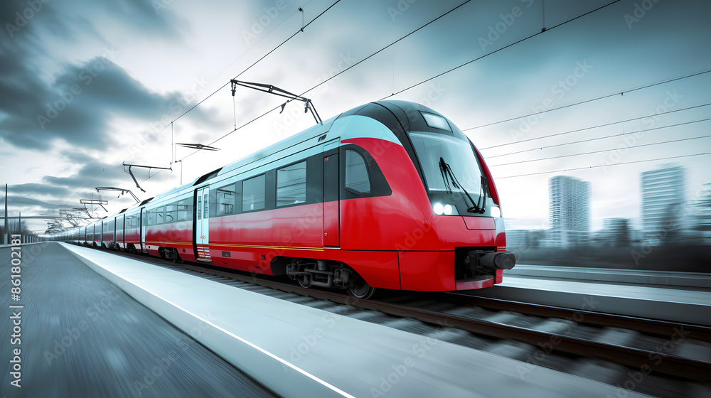 Red Train Moving Fast Red Train Moving Fast