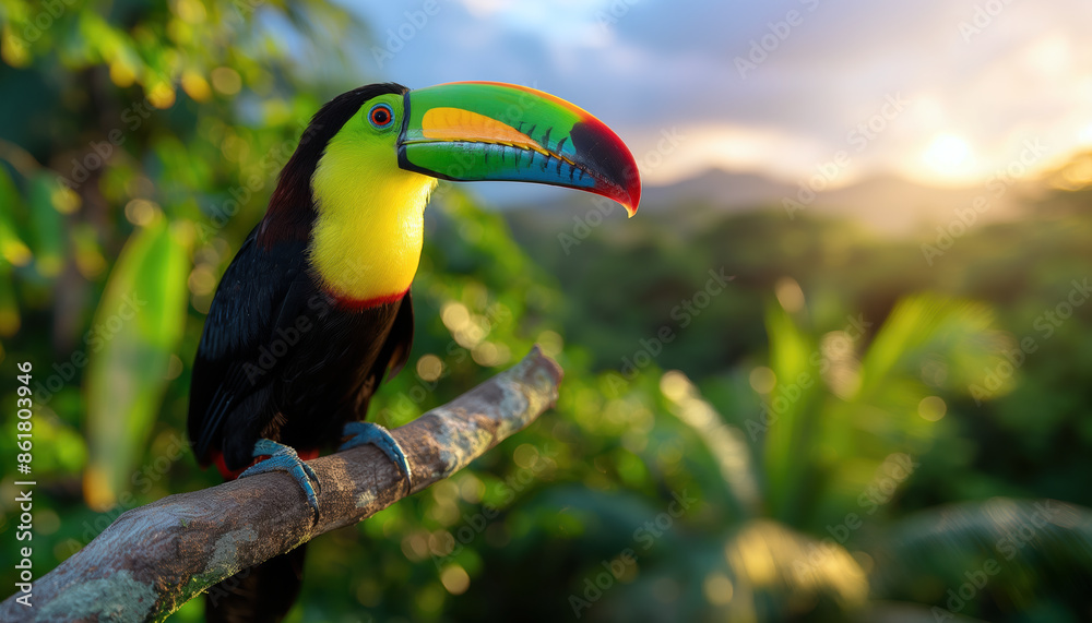 Toucan Perched on a Branch in a Tropical Forest Toucan Perched on a Branch in a Tropical Forest
