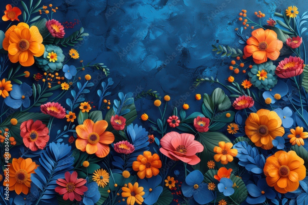 Floral Arrangement with Blue Background. Floral Arrangement with Blue Background.