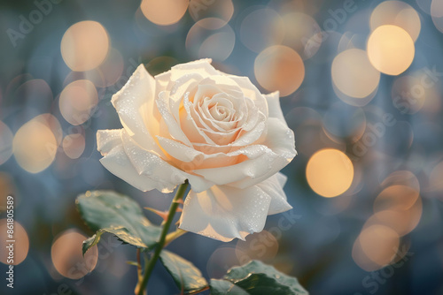 Wallpaper Mural White Rose in Soft Focus with Warm Bokeh Background Torontodigital.ca