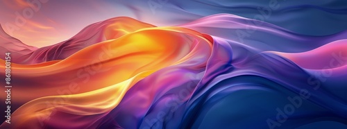 Wallpaper Mural Abstract Purple, Orange, and Blue Fabric Waves Torontodigital.ca