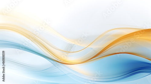 Minimalistic abstract background featuring intricate golden details against a backdrop of soft blue and white lines
