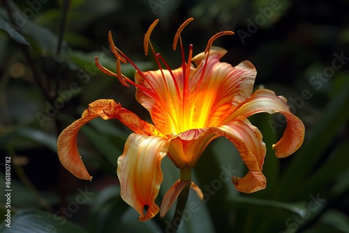 The radiant bloom of a fire lily, its petals like tongues of flame