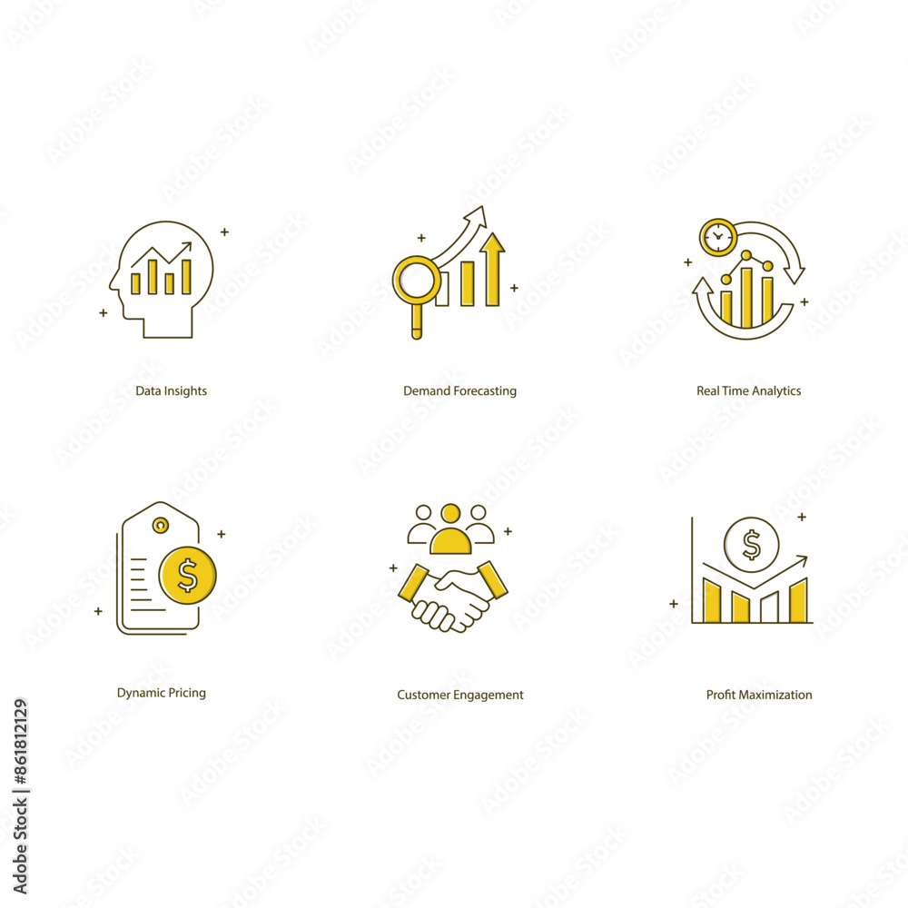 Fototapeta premium AI in Trade Promotion Optimization Vector Icon Collection