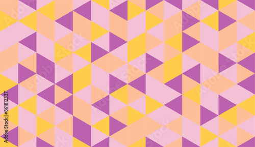 Wallpaper Mural Geometric peach, purple, yellow colored abstract pattern of triangles Torontodigital.ca