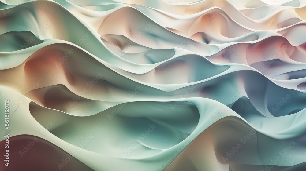 Obraz premium Fluid overlapping waves blending together in a sea of muted colors.