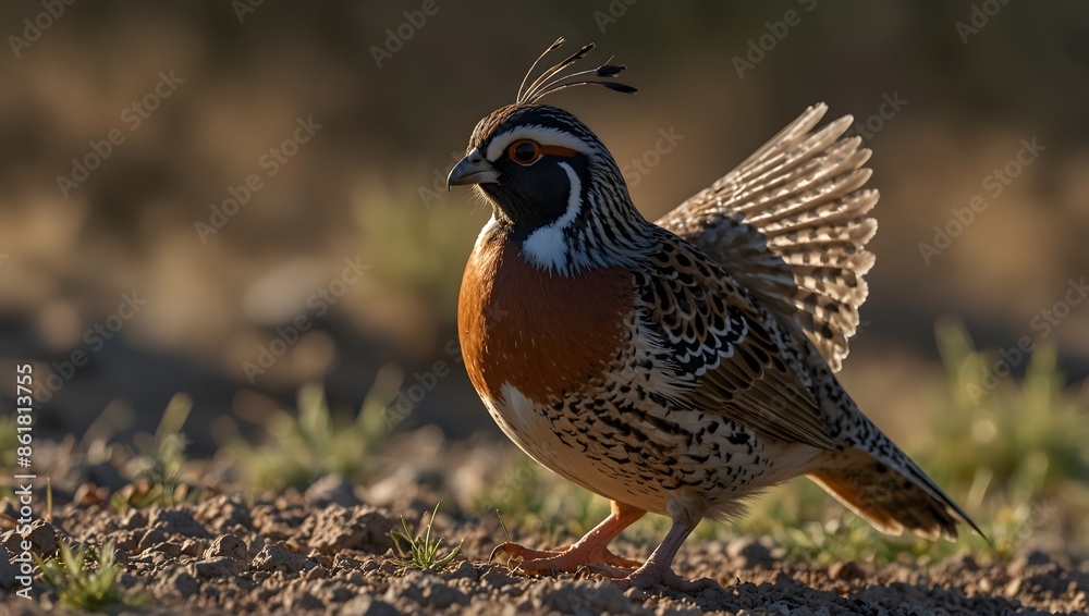 Fototapeta premium The graceful flutter of a quail taking flight from its concealed resting place ai_generated