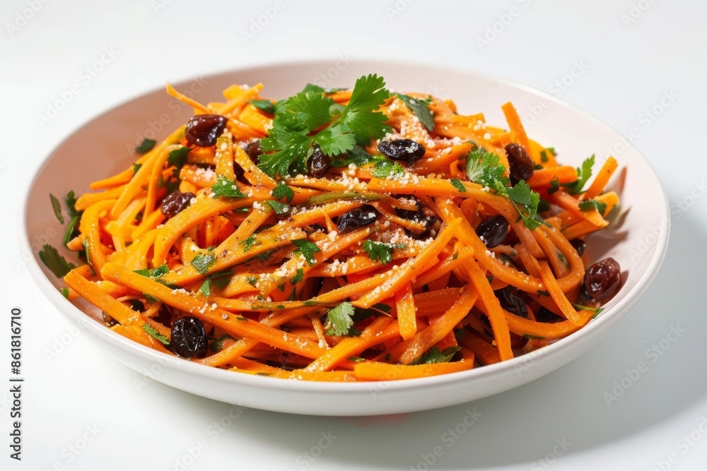 Colorful Carrot Salad with Red Wine Vinegar, Olive Oil, and Cilantro Garnish Colorful Carrot Salad with Red Wine Vinegar, Olive Oil, and Cilantro Garnish