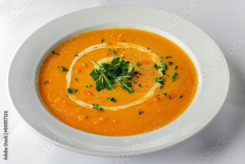 Wallpaper Mural Creamy Carrot Soup with Swirl of Heavy Cream and Chopped Parsley Torontodigital.ca