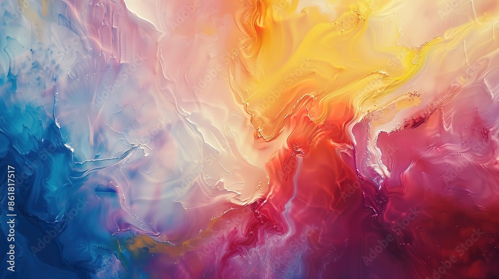 Fototapeta premium An abstract oil painting with layered, translucent colors creating a sense of depth and luminosity.