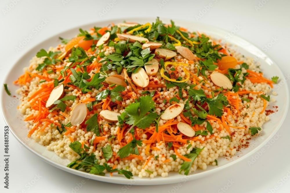 Flavorful Carrot and Almond Couscous with Burst of Savory and Sweetness Flavorful Carrot and Almond Couscous with Burst of Savory and Sweetness