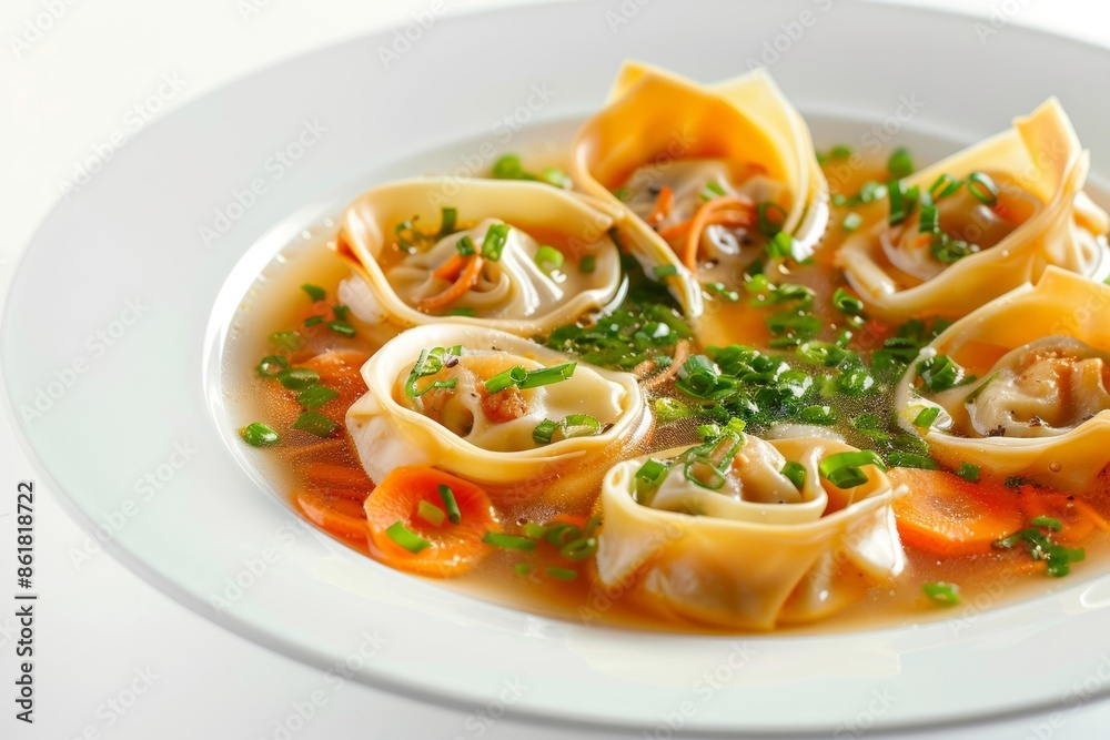 Flavorful Carrot-Ginger Wonton Soup with Crispy Noodles