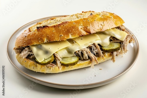 Irresistible Castro Sandwich with Swiss Cheese, Pulled Pork, and Dijon Sauce