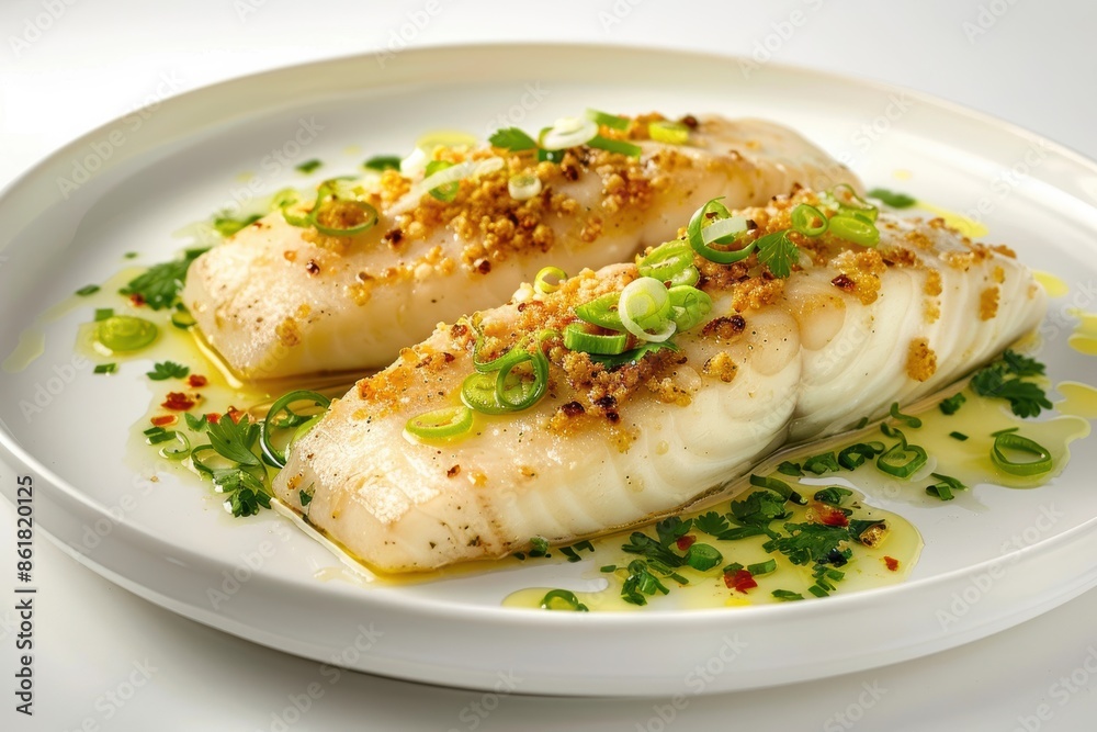 Gourmet Cedar Planked Halibut with Green Onion and Bread Crumbs Gourmet Cedar Planked Halibut with Green Onion and Bread Crumbs