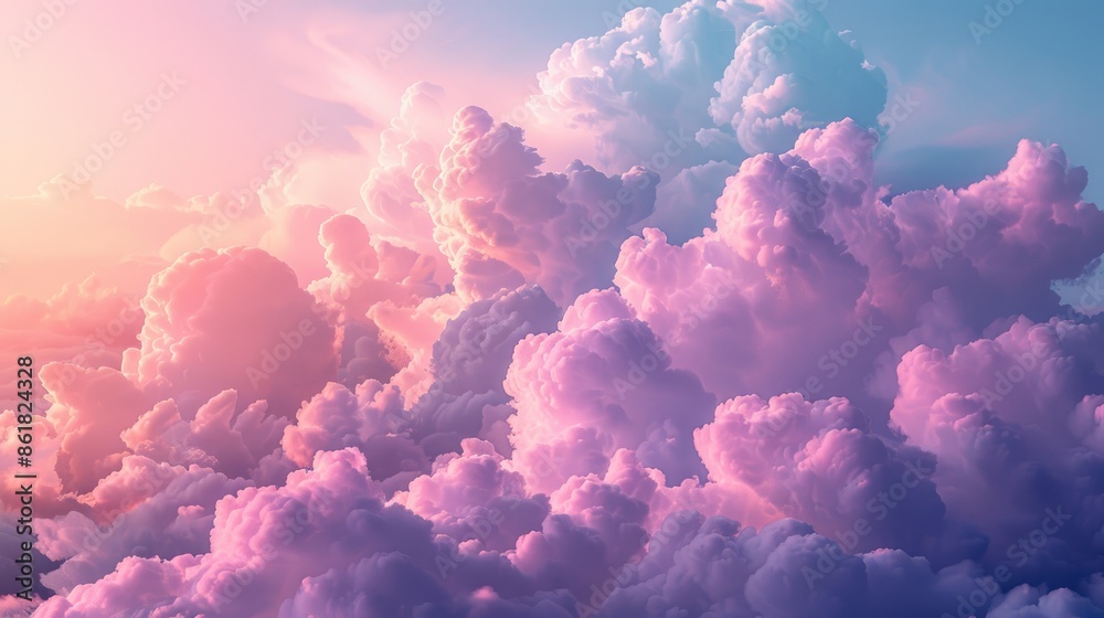 Dreamy pink and blue clouds fill the sky at sunset. A beautiful and ethereal background image. Dreamy pink and blue clouds fill the sky at sunset. A beautiful and ethereal background image.