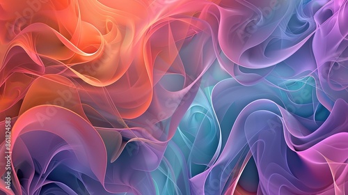 Wallpaper Mural A captivating 3D abstract artwork featuring swirling organic forms in a gradient of vibrant colors. Torontodigital.ca