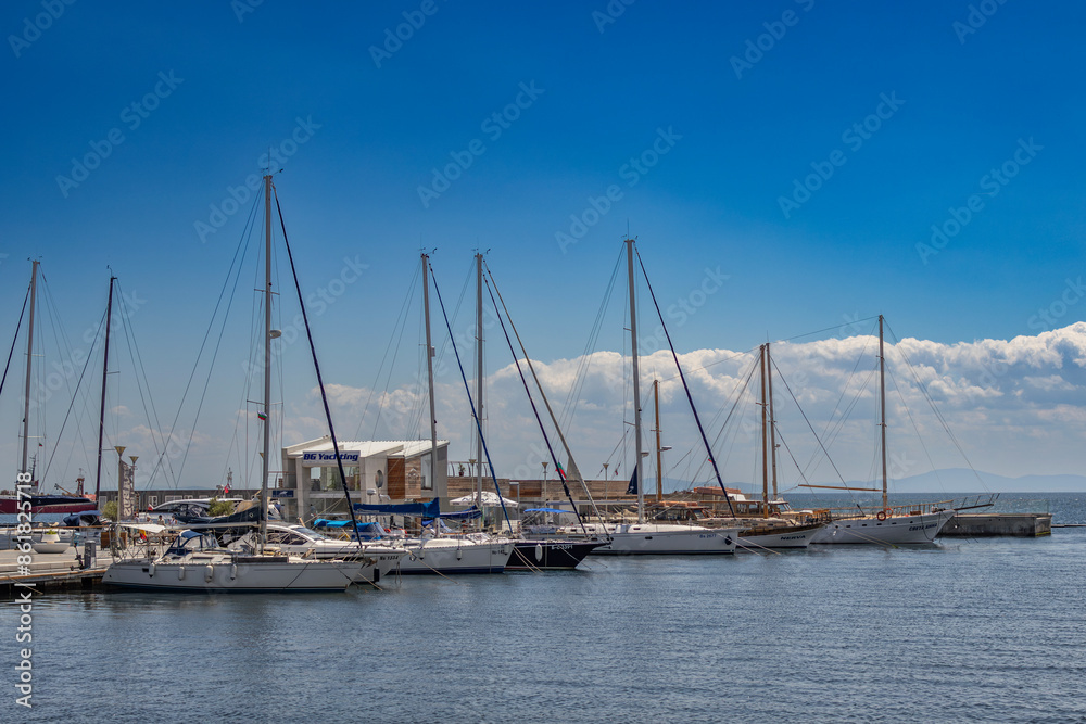 Yacht marina in sea town Nessebar, Bulgaria Yacht marina in sea town Nessebar, Bulgaria