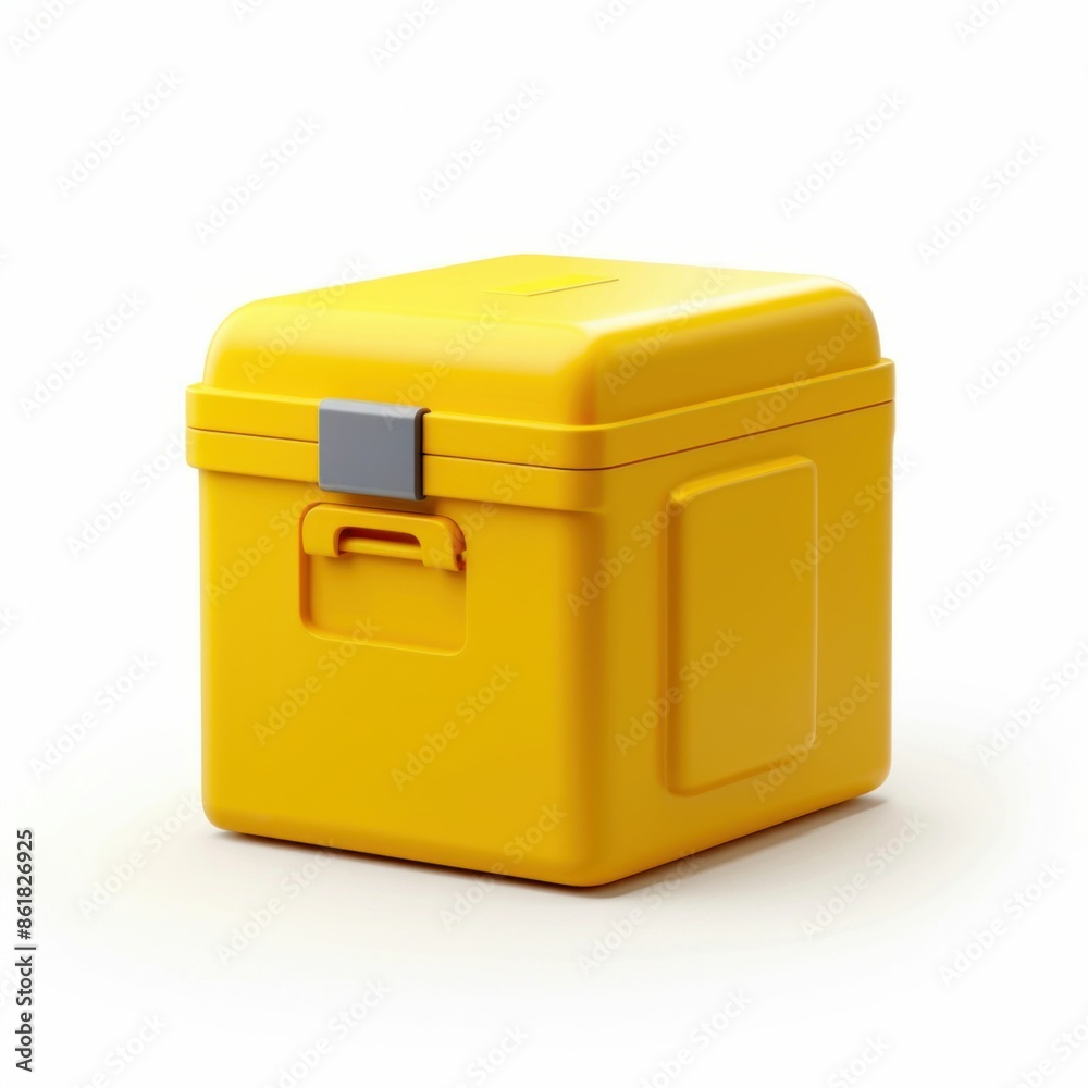 Yellow Plastic Storage Box with Latches. Generative ai Yellow Plastic Storage Box with Latches. Generative ai