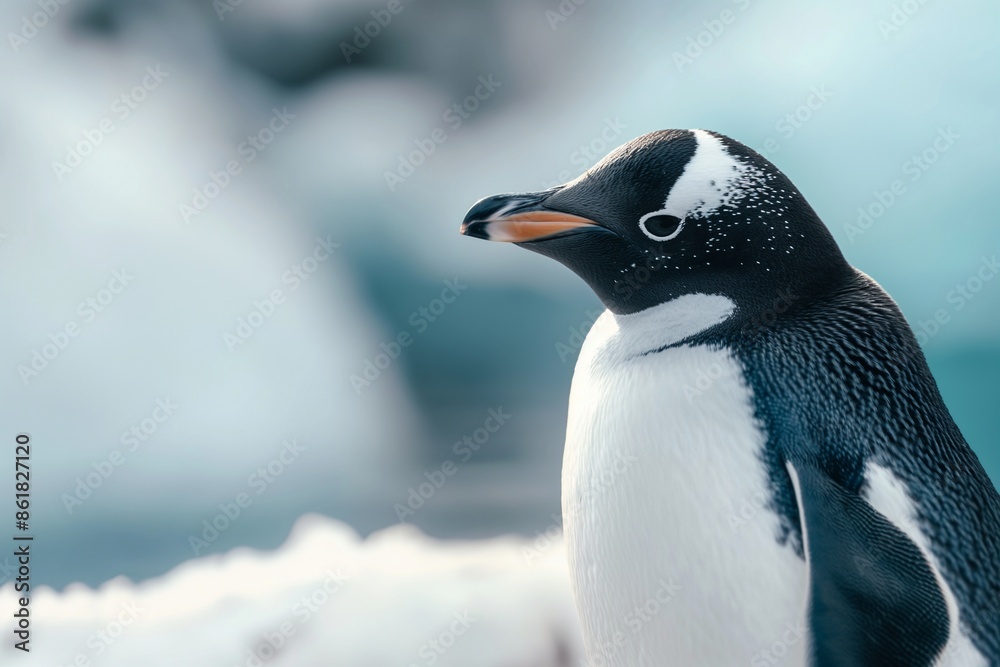 Naklejka premium Penguin in the iceland, Discovering Penguins in Iceland, A Unique Wildlife Adventure, Exploring Iceland's Unexpected Penguin Sightings in 2024