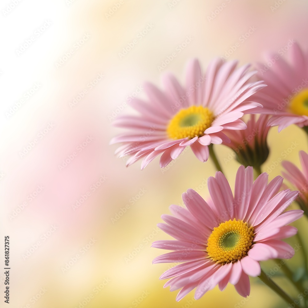 Pretty pink daisies with copy space on a blurred background Pretty pink daisies with copy space on a blurred background