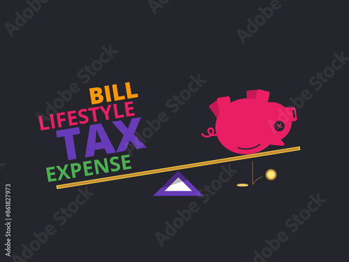 The Imbalace of Saving and Expense. Isolated Vector Illustration