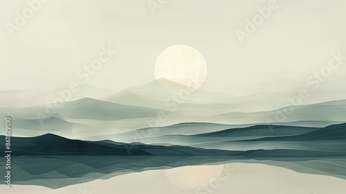 A minimalist painting design with a monochromatic color palette and subtle gradients, evoking a sense of tranquility.