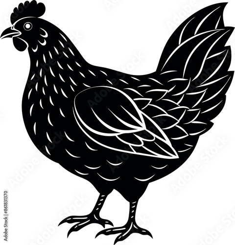 hen silhouette vector illustration Design on a white background
