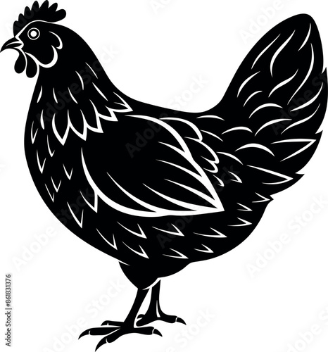 hen silhouette vector illustration Design on a white background
