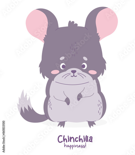Cute chinchilla. Cartoon animal rodent. Vector illustration in flat style. Kids collection