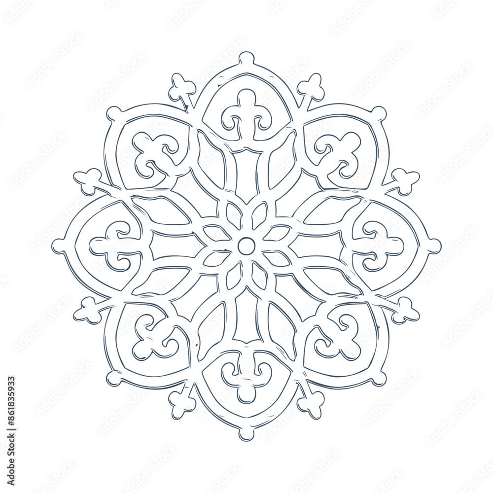 Monochrome mandala isolated on white background. Hand-drawn illustration. Vector. Monochrome mandala isolated on white background. Hand-drawn illustration. Vector.