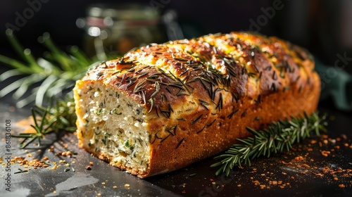 A loaf of herb-infused bread