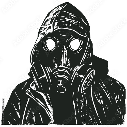 Man in gas mask, vector