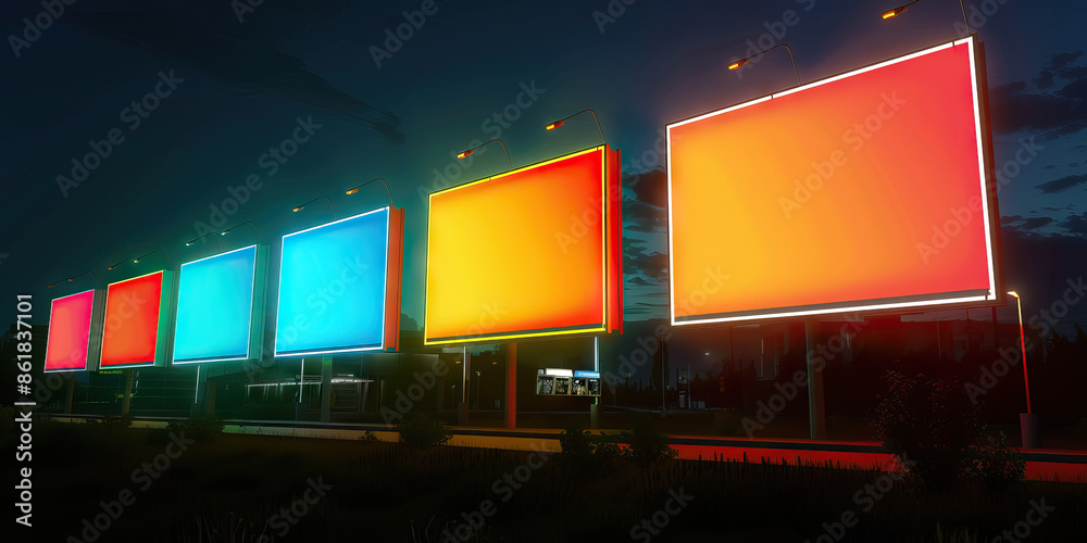 The bright colors of a new business sign, illuminating the night sky The bright colors of a new business sign, illuminating the night sky