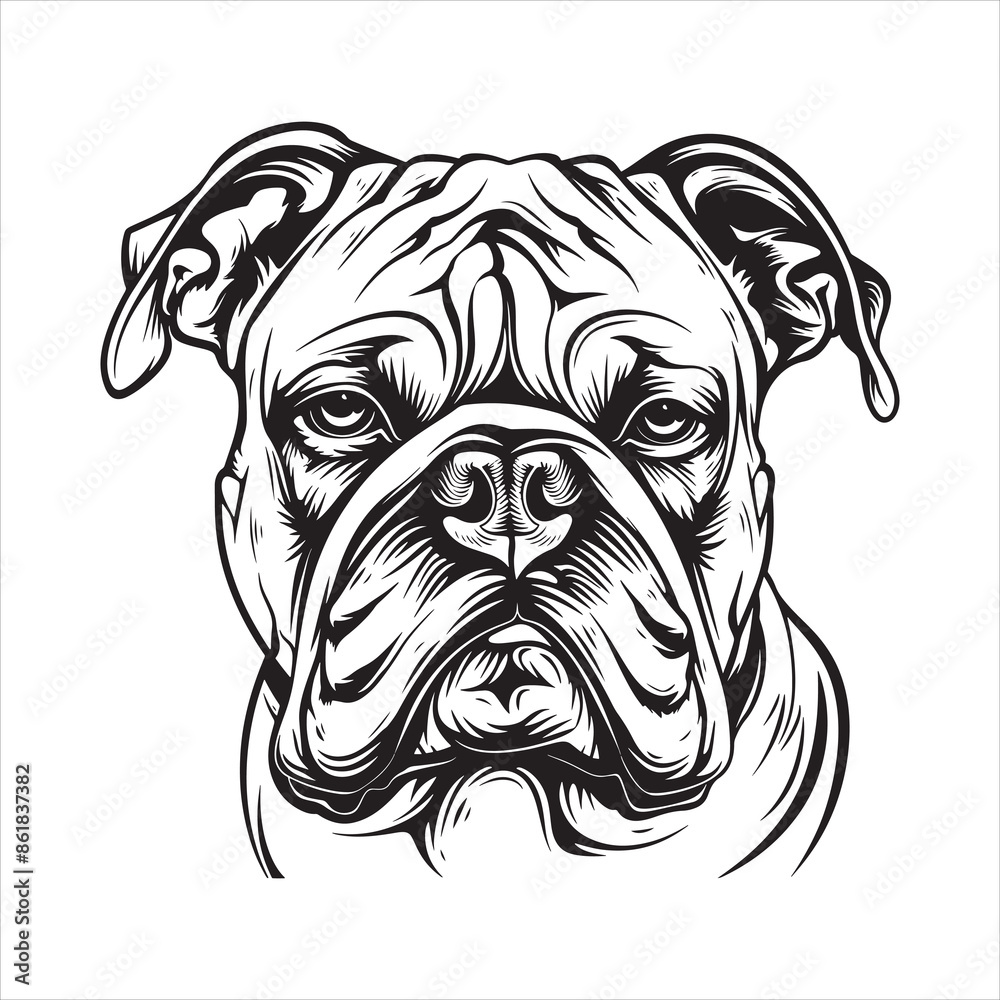 Bulldog face silhouette vector  illustration line design