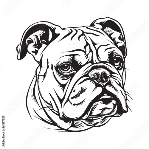 Bulldog face silhouette vector  illustration line design