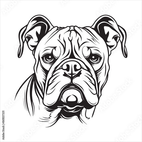 Bulldog face silhouette vector  illustration line design
