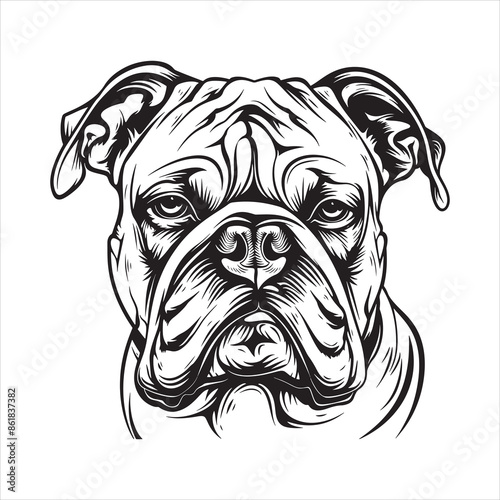 Bulldog face silhouette vector  illustration line design